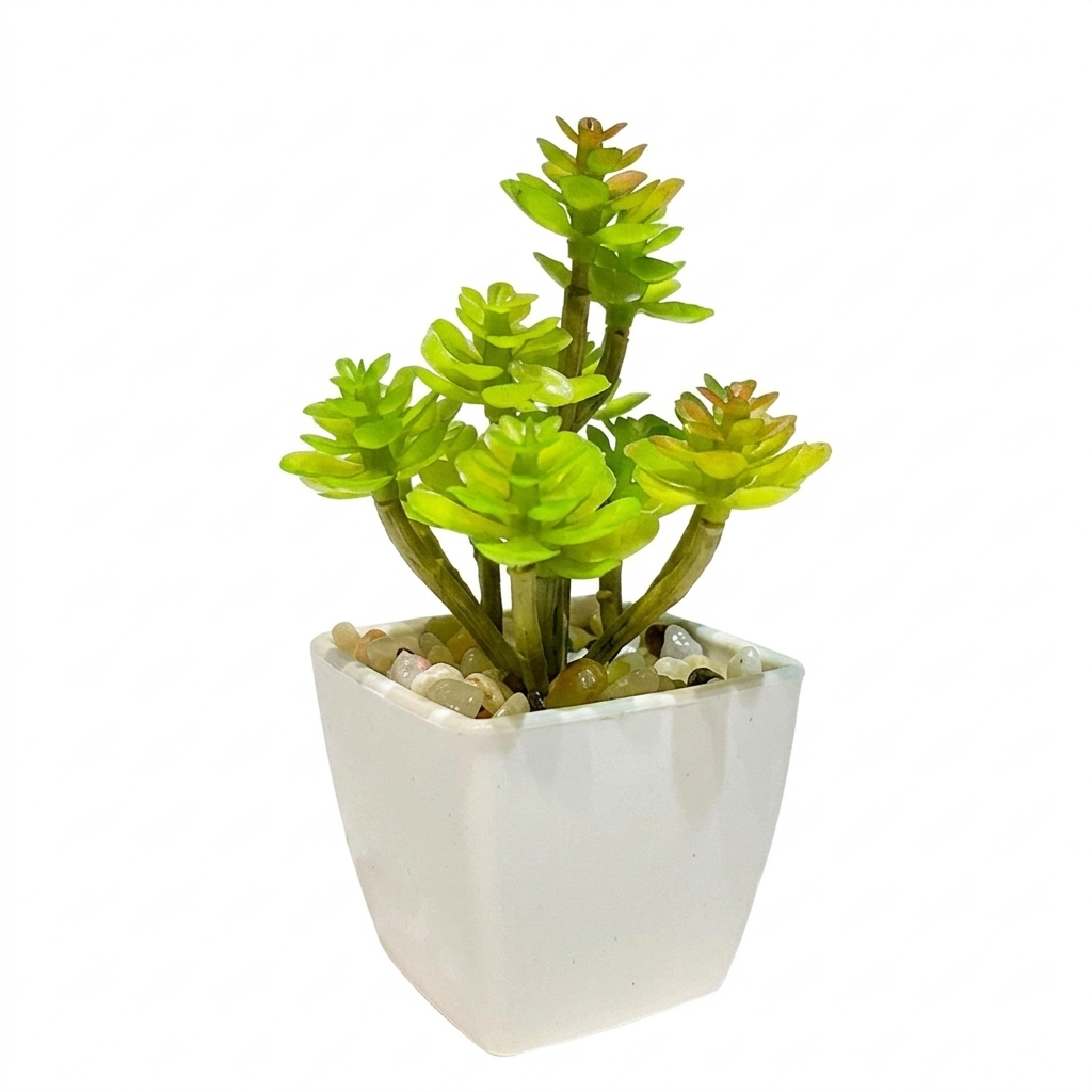 Dale un Toque Verde a tu Espacio: Mini Cactus Artificial en Maceta Minimalista | Decoración de Interiores sin Mantenimiento | Perfecta para escritorios